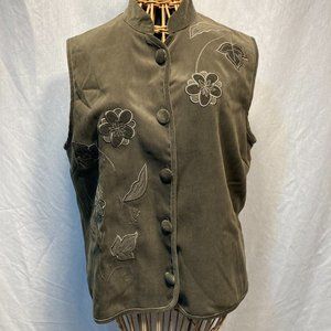 JESSICA HOLBROOK EMBROIDERED VELOUR VEST SIZE S